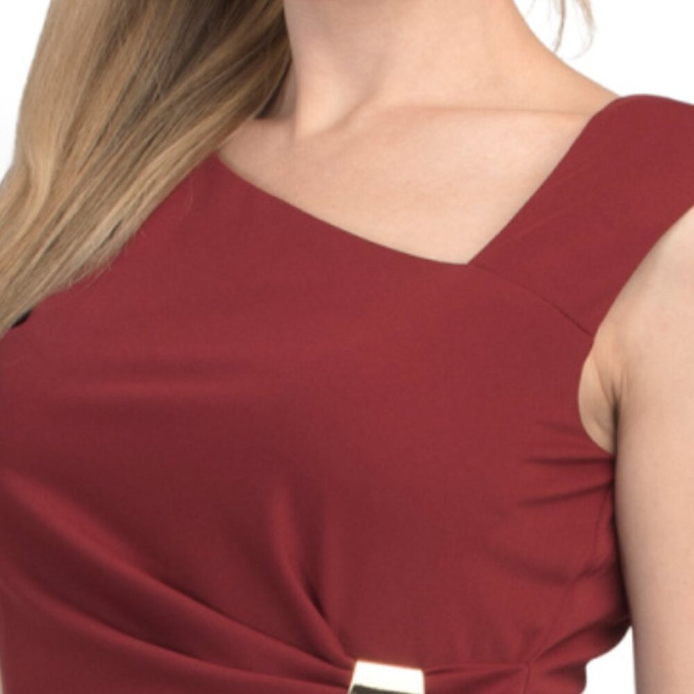 LONDON TIMES Side Slit Maxi Sheath Dress With Hardware Detail - Picture 3 of 4